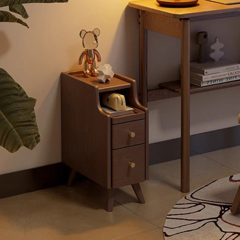 サイドテーブル ナイトテーブル スリム 収納 無垢材 引出し リビング