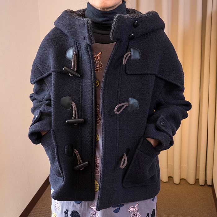 ミナペルホネン nordic moss ショートダッフルコート #navy | Lin