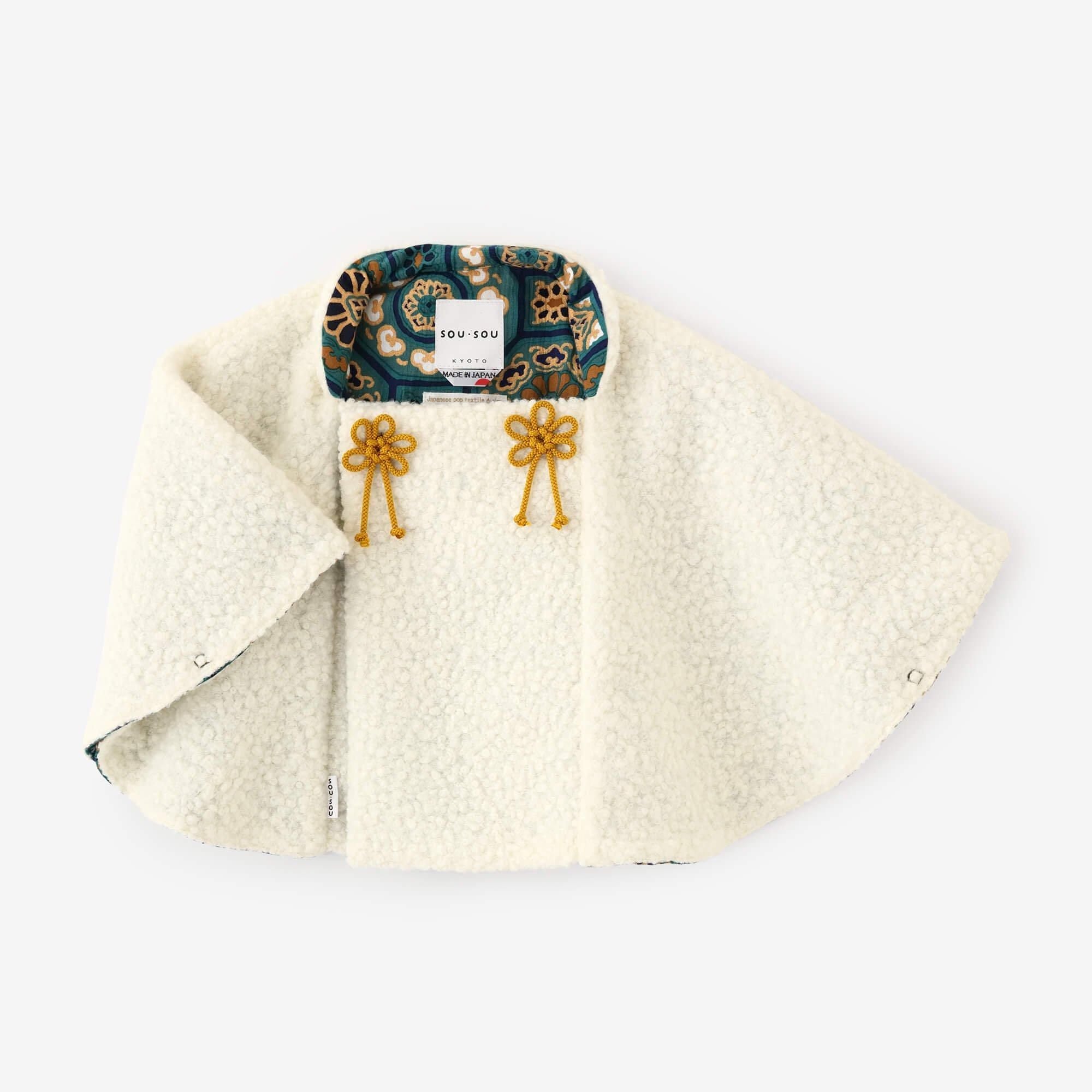 ○ボア ポンチョ ひふ／まっしろ×かれい