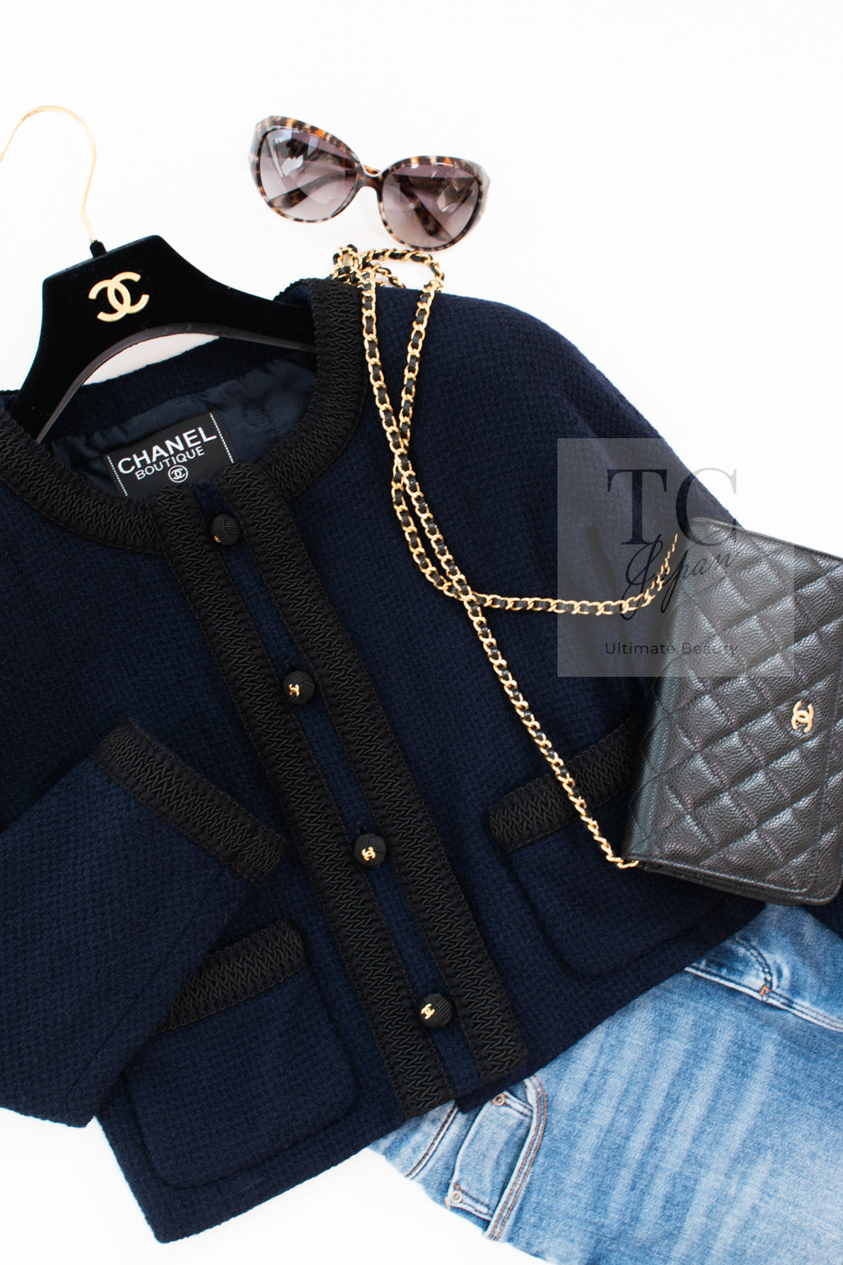 シャネル ジャケット CHANEL ヴィンテージ ダーク ネイビー ブラック