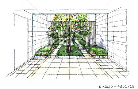 中庭のイラスト素材 [4361719] - PIXTA