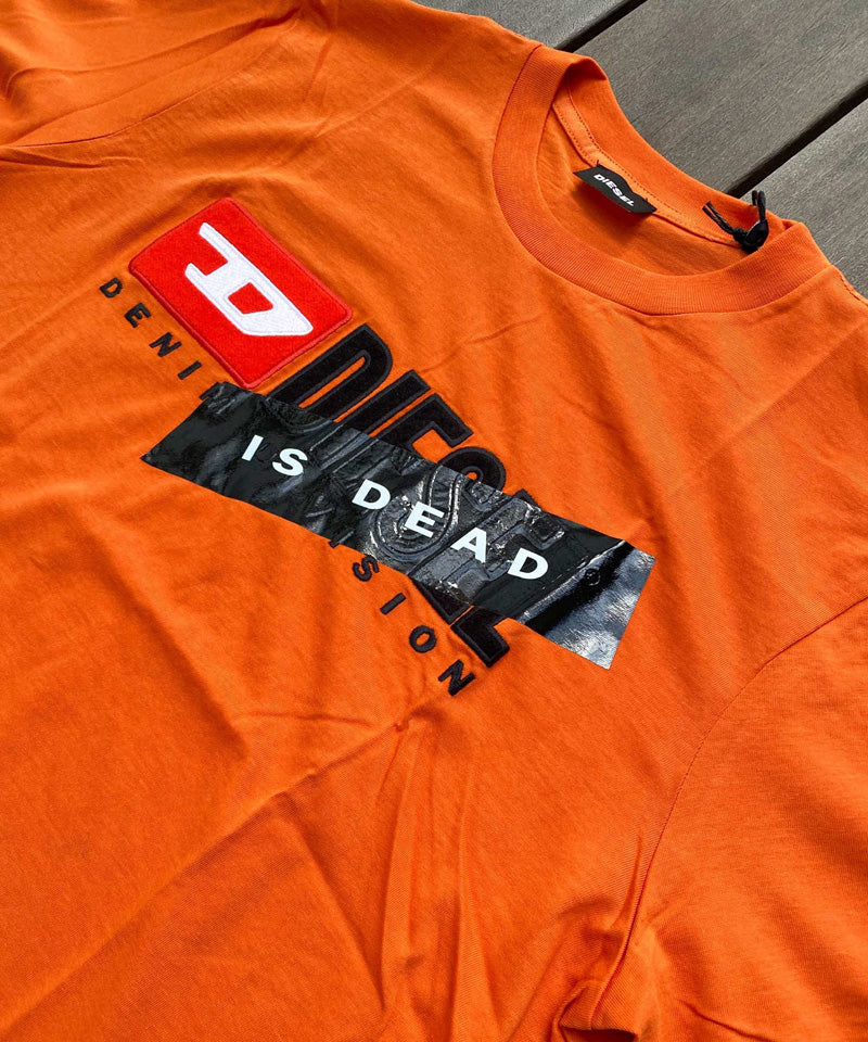 DIESEL ディーゼル ワッペンロゴ刺繍 クルーネック 半袖 Tシャツ「HC-T