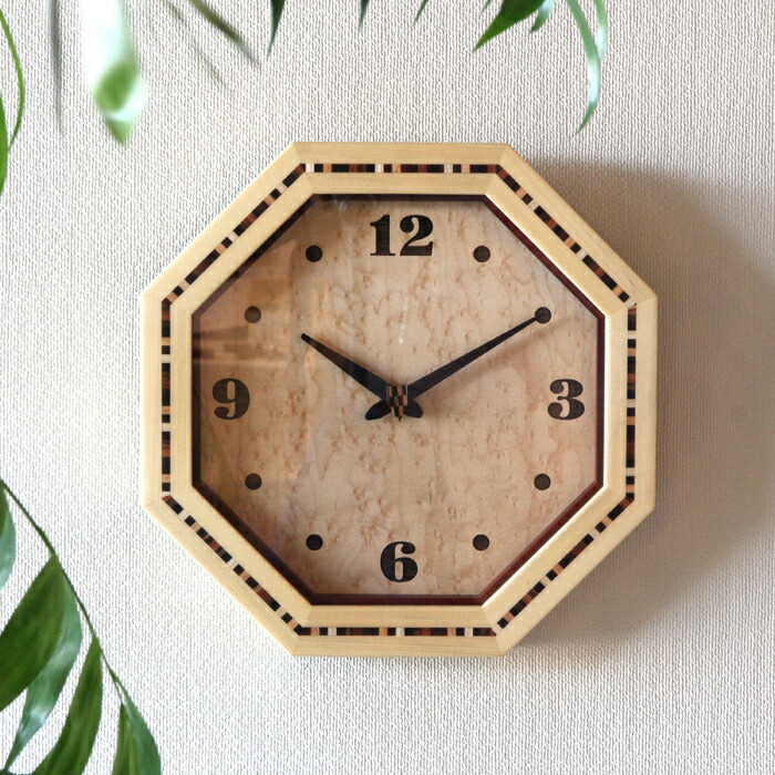 楽天市場】掛け時計 木製 八角時計（サクラ＆メープル） 寄木入り 文字