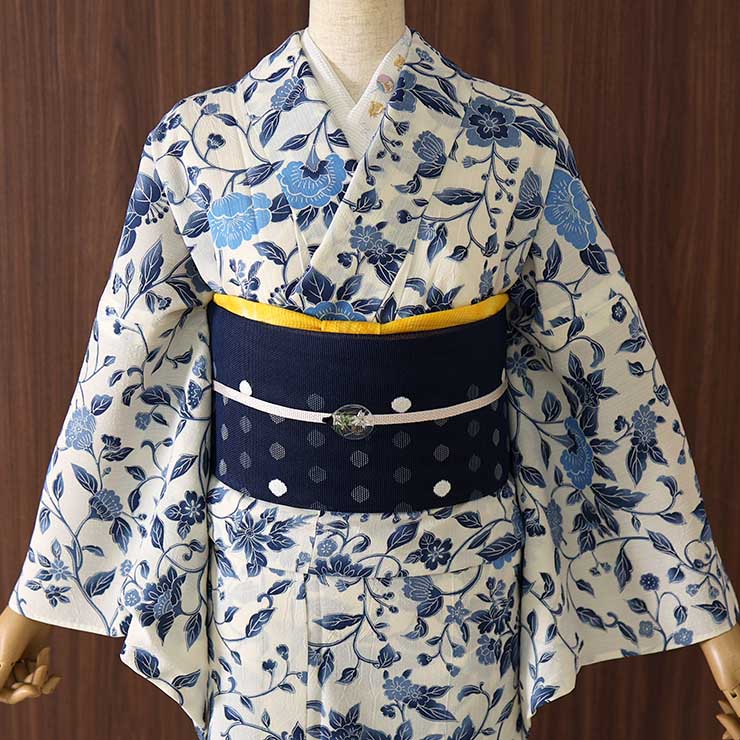 楽天市場】[セオα] 浴衣 更紗糸目友禅 (オフシロ/245A) ゆかた セオ