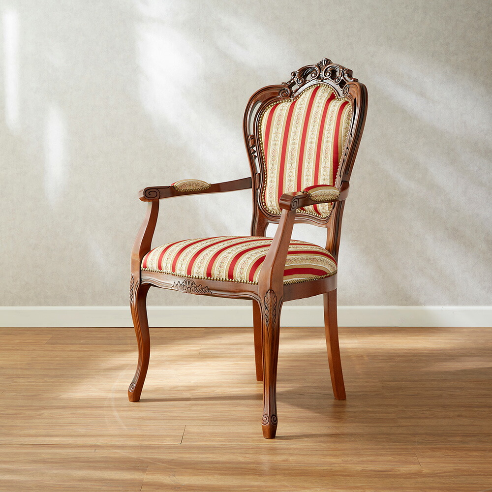 楽天市場】イタリア製 アームチェア レッドストライプ 幅63cm/椅子