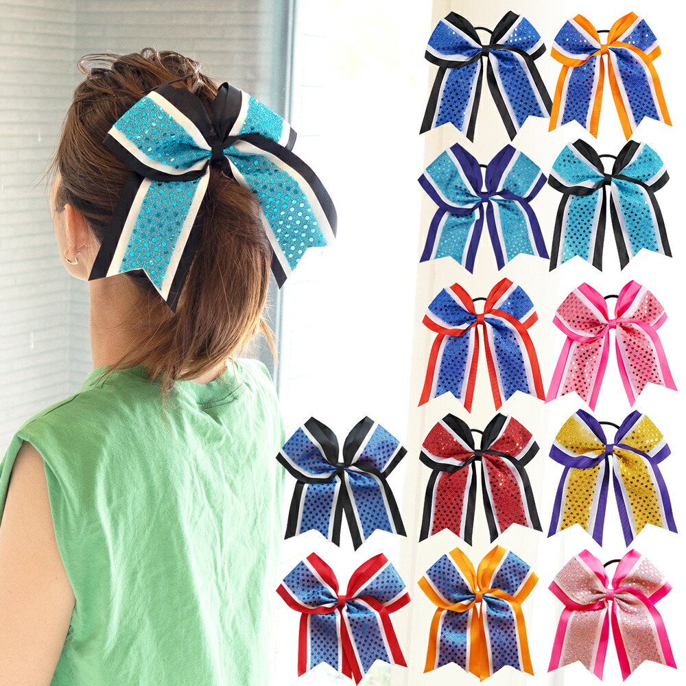 楽天市場】リボン ゴム チア ヘアゴム 子供 ダンス キッズ キラキラ 赤