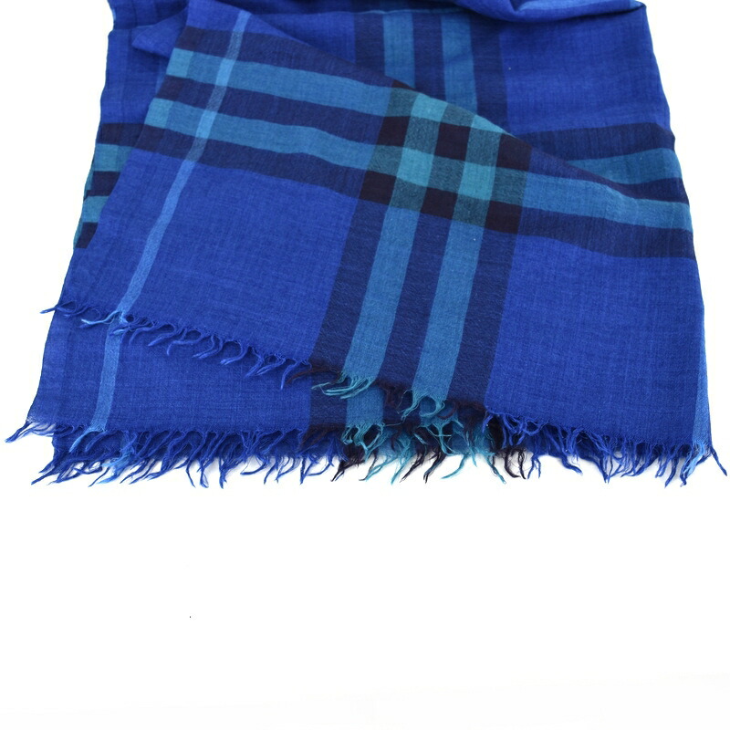 楽天市場】バーバリー ストール チェック柄 ブルー系 大判 薄地