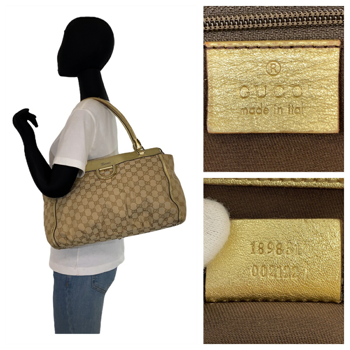 楽天市場】GUCCI グッチ アビー ベージュ ゴールド金具 GGキャンバス