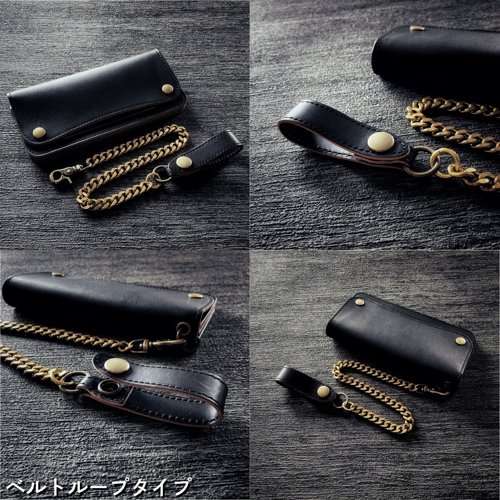 楽天市場】トラッカーウォレット チェーン付き 茶芯ブラック 本革