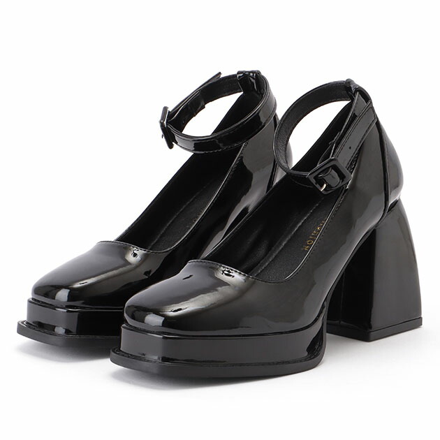 楽天市場】ボリュームソール ハイヒール スクエア ストラップ パンプス