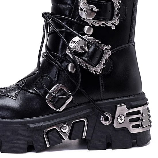 楽天市場】ブーツ メンズ プレート ガチャ ブーツ 本革 レザー モード