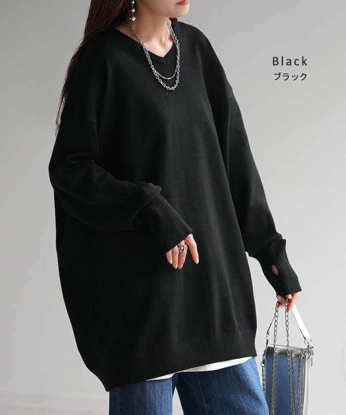 楽天市場】ニット 選べるネック ロング 指穴 レディース トップス