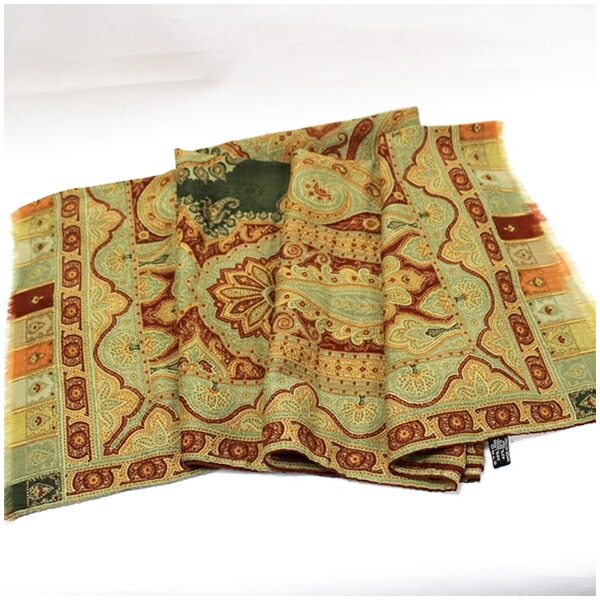 楽天市場】エトロ ウール・シルク 長方形 大判 ストール グリーン