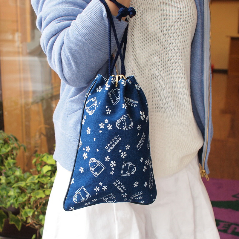 楽天市場】【犬印鞄】犬印鞄×HELLO KITTY／インディゴ染め帆布 合切袋