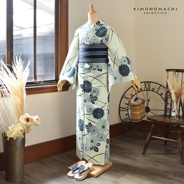 楽天市場】浴衣 レディース 単品 お仕立て上がり浴衣 綿絽浴衣「流れ菊