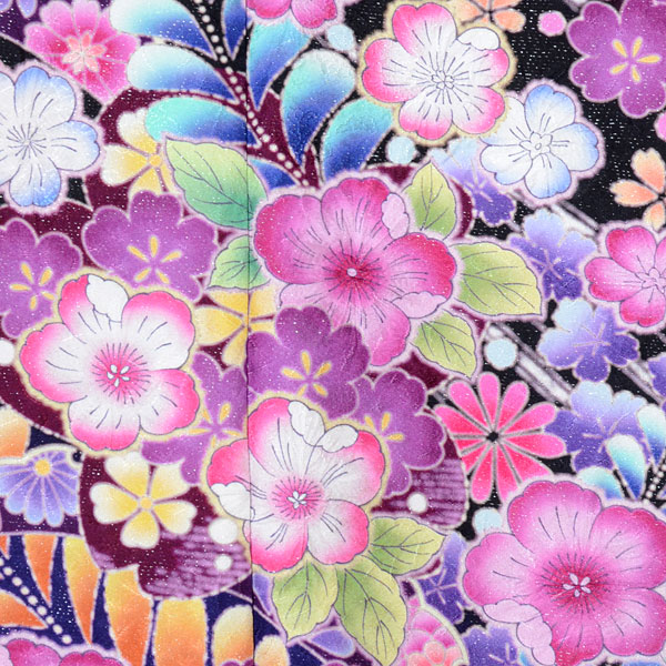 楽天市場】【成人式 振袖 レンタル】RS1653 正絹 黒 豪華 総柄 辻が花