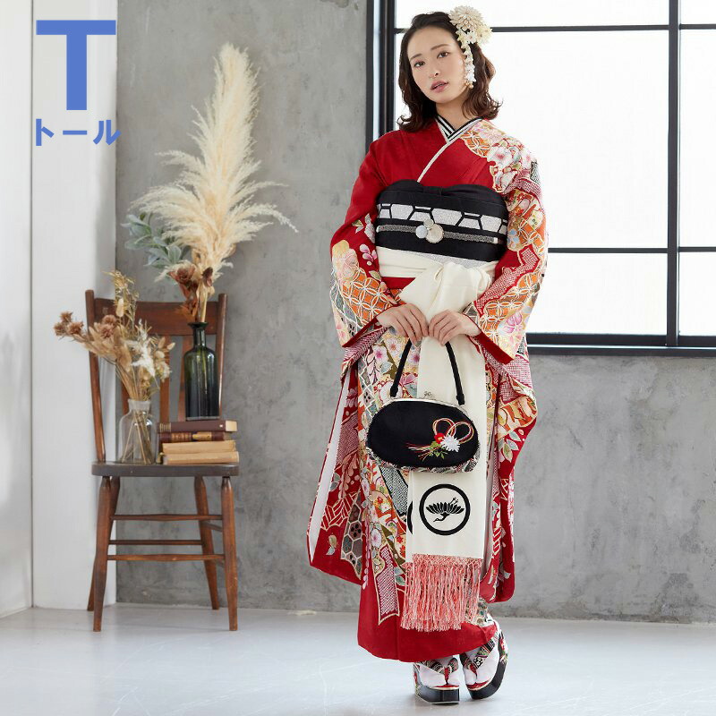 楽天市場】【成人式 振袖 レンタル】RS1245 正絹 赤 雲取熨斗に辻が花