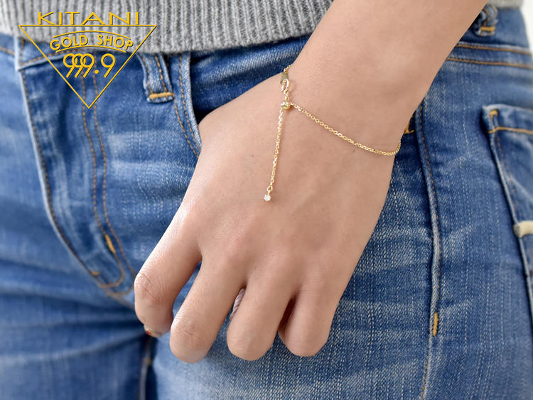 楽天市場】K18 天然ダイヤ 0.05ct スライド アジャスター ブレスレット