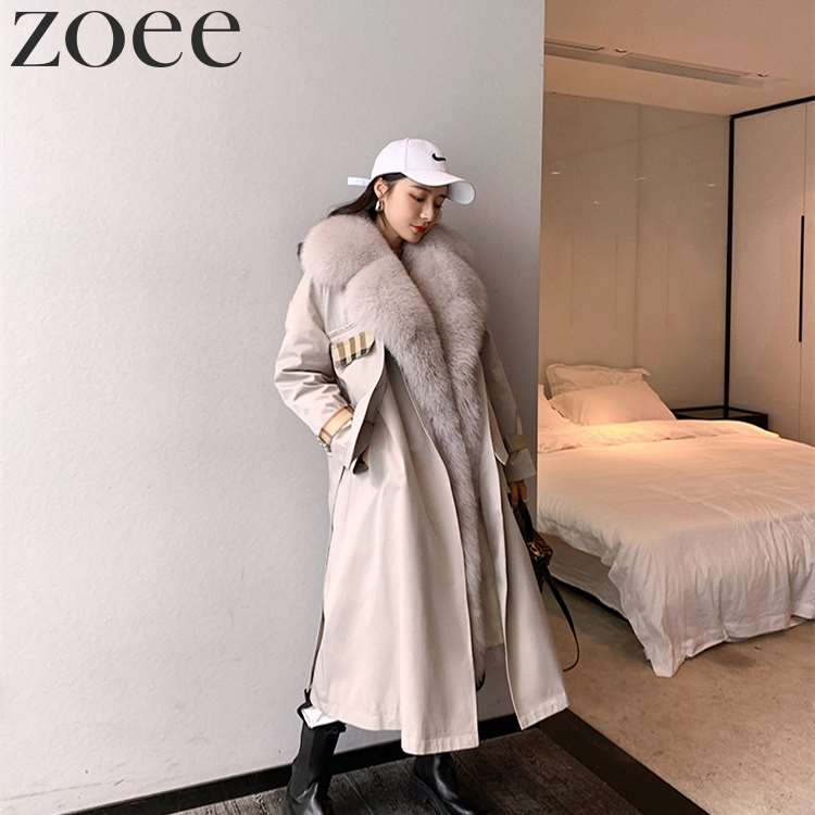 楽天市場】フォックスファー付きトレンチコート ラビットファー