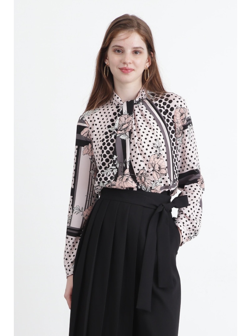 楽天市場】【SALE／30%OFF】◇ラインブロックフラワープリントブラウス