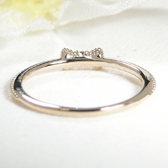 楽天市場】K10 リボンモチーフ ダイヤモンド ピンキー リング送料無料