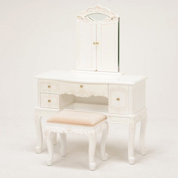楽天市場】ドレッサー ドレッサーセット ホワイト スツール付き 三面鏡