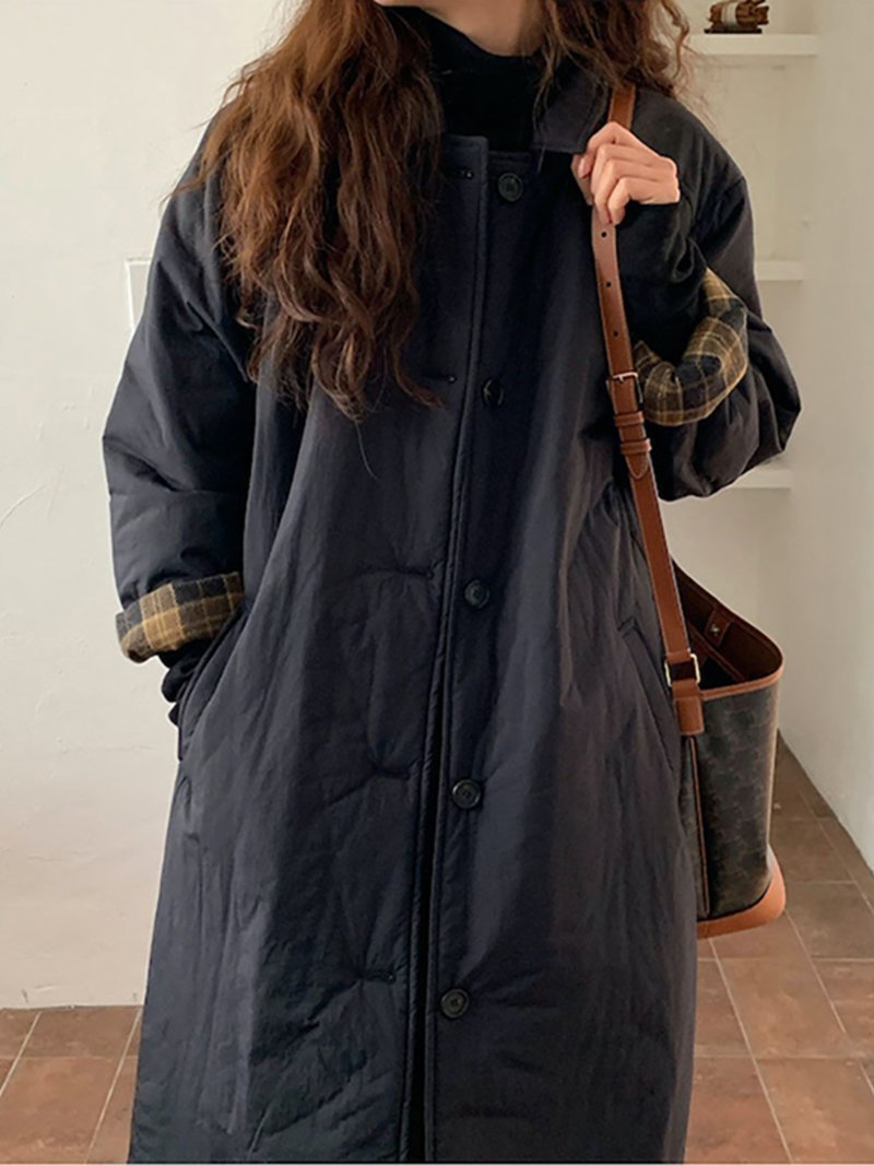 Doux Belle｜チェック柄裏地付きロングトレンチコート レディース