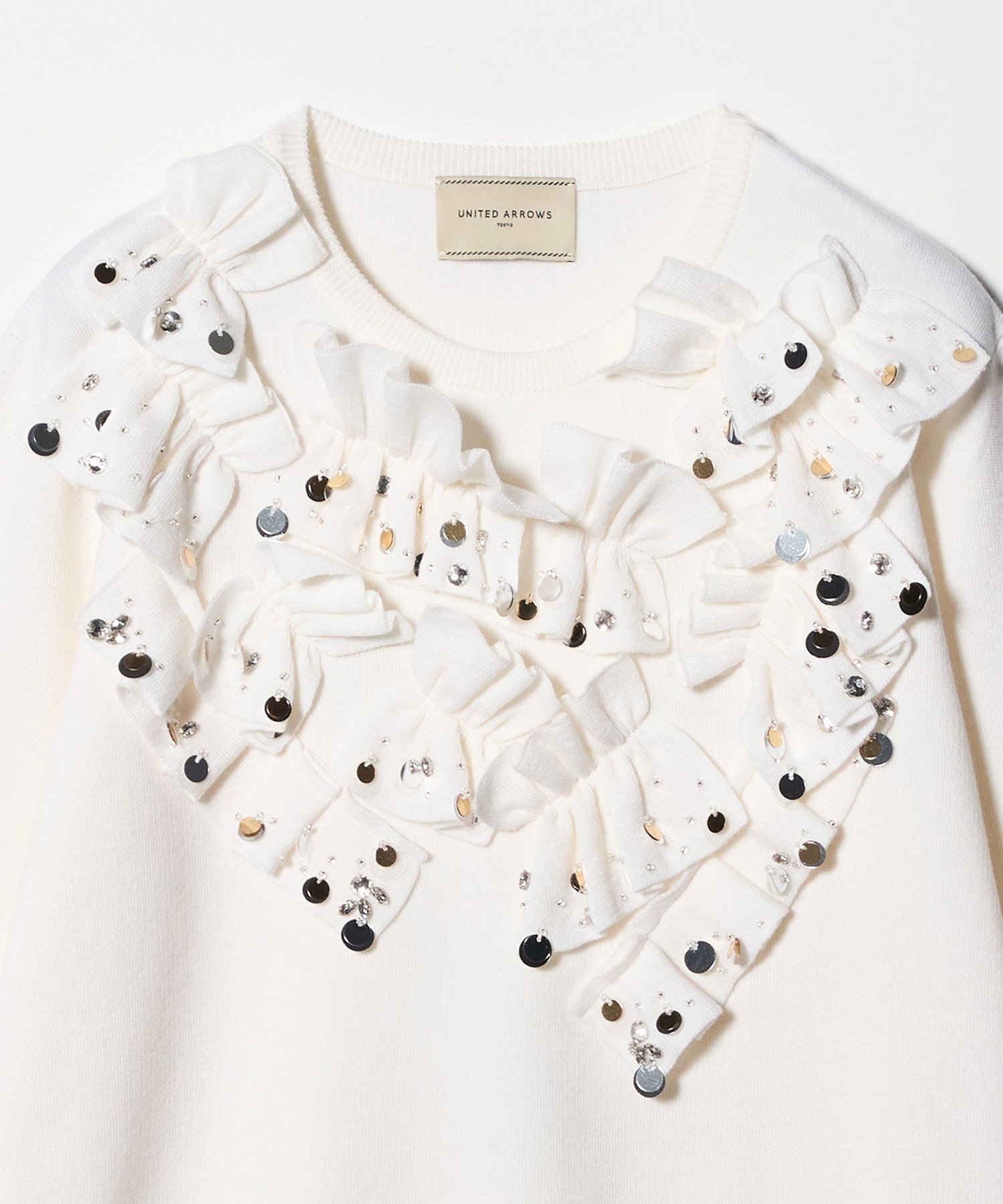 UNITED ARROWS｜フリル ビジュー ニット | Rakuten Fashion(楽天