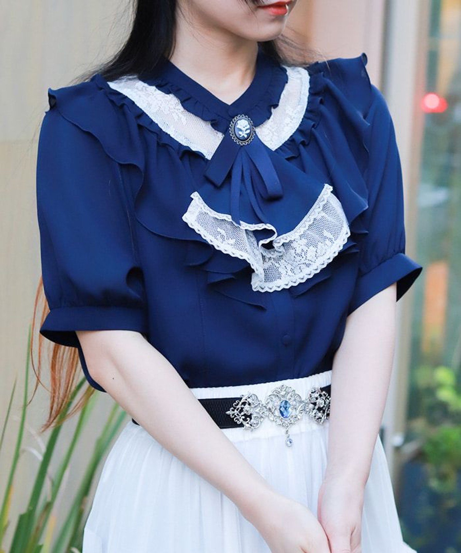 axes femme｜ジャボ付きレース*フリルブラウス | Rakuten Fashion(楽天