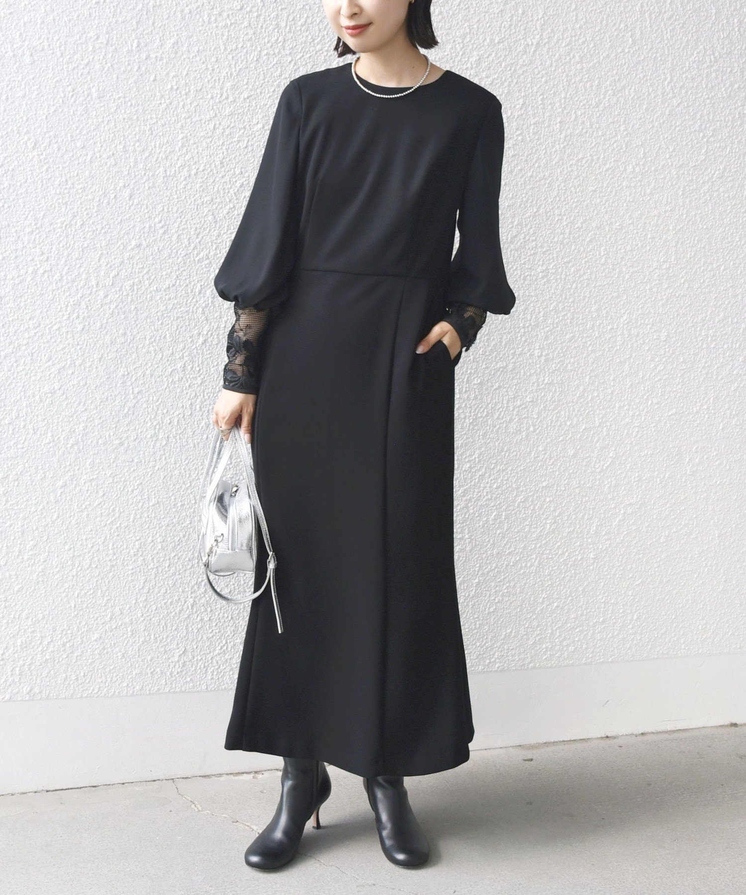 SHIPS｜【SHIPS別注】kaene:ブラック フォーマル レース スリーブ