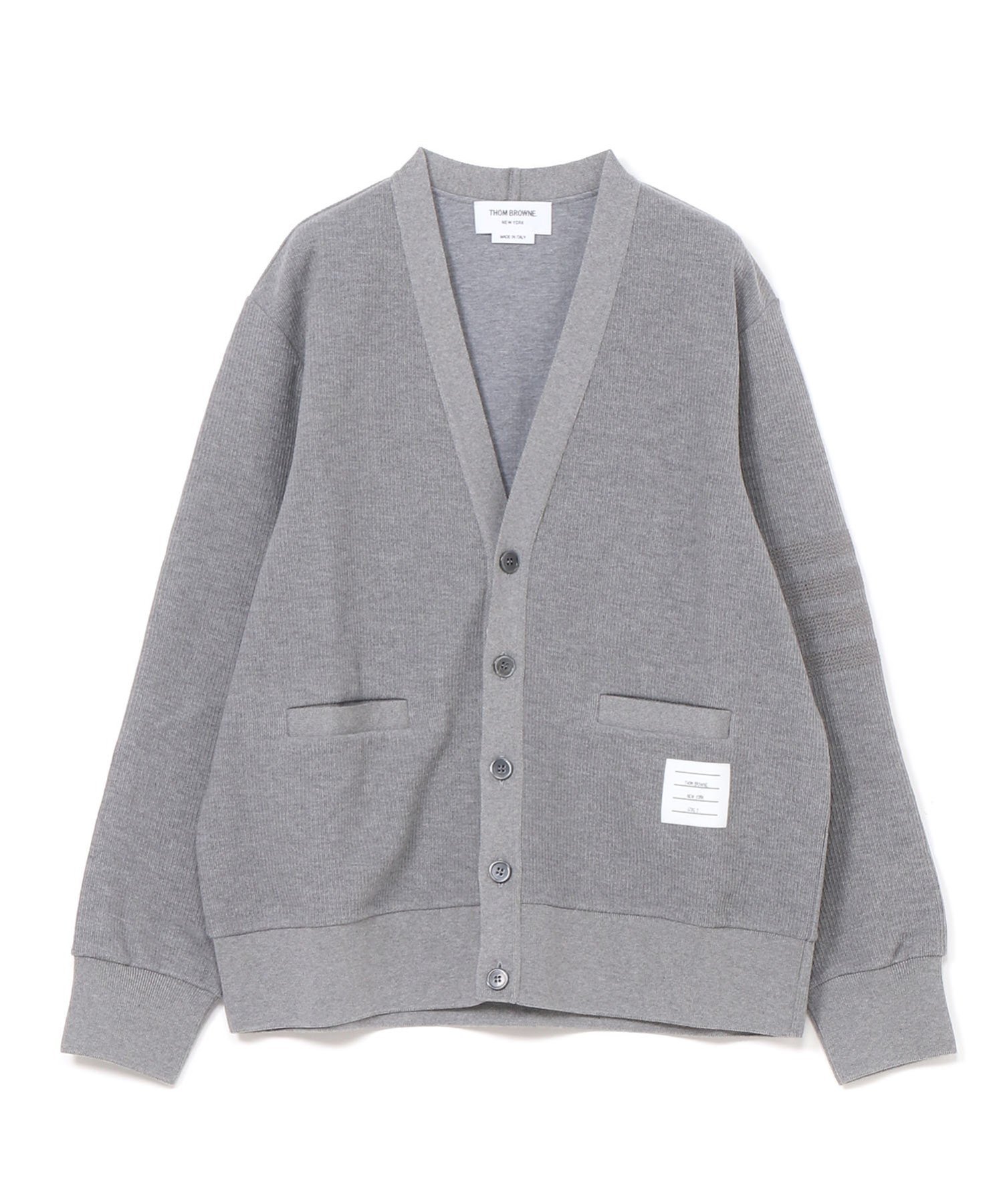 THOM BROWNE(トムブラウン)｜V NECK CARDIGAN IN TEXTURED COTTON