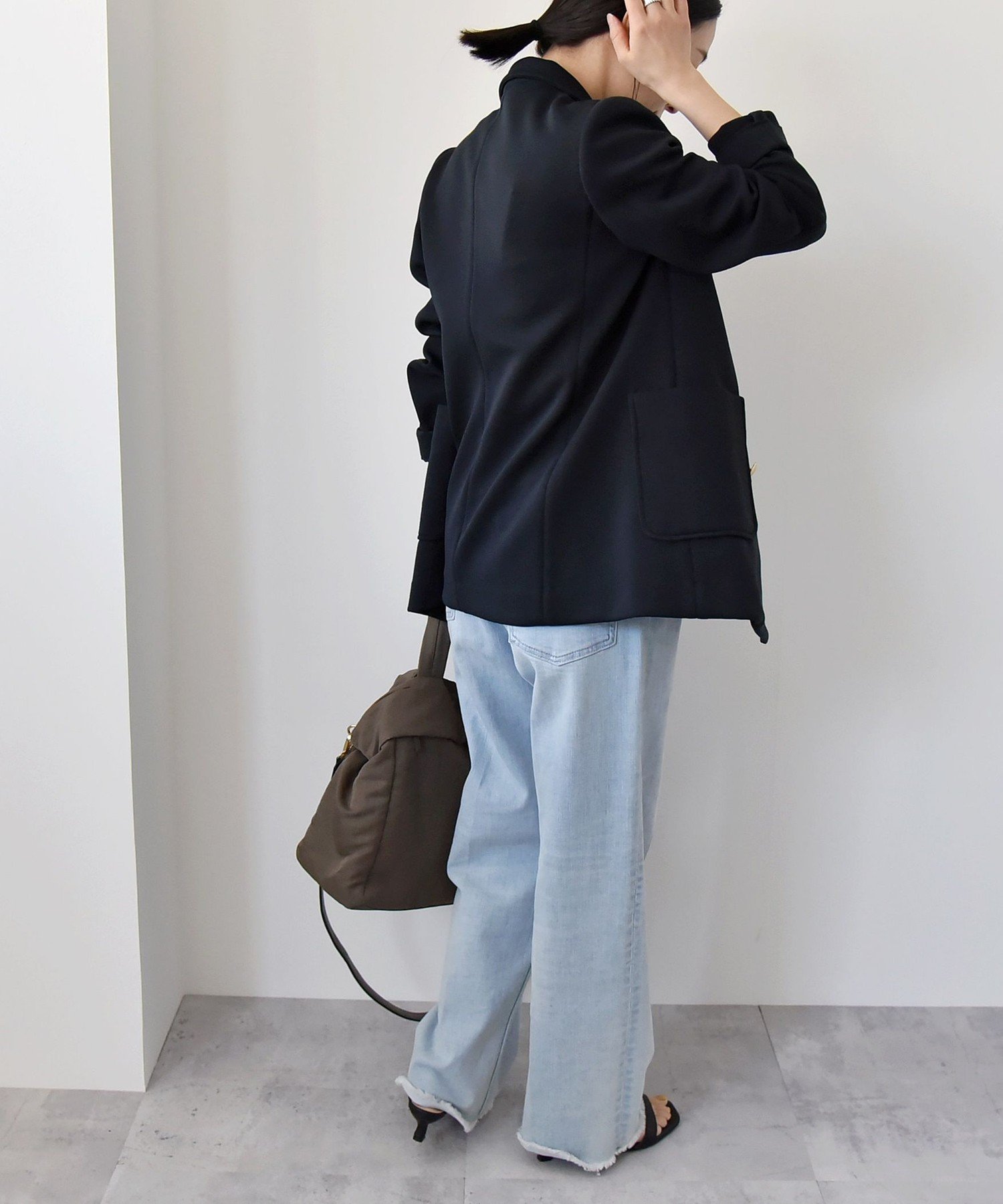 quaranciel カランシエル　ジャージーテーラードジャケット　洗濯可能　金 quaranciel ジャケット テーラードジャケット quaranciel:「洗濯機可能