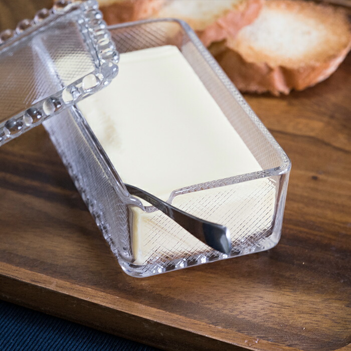 楽天市場】バターケース ガラス おしゃれ レトロ【 バター入れ】 透明