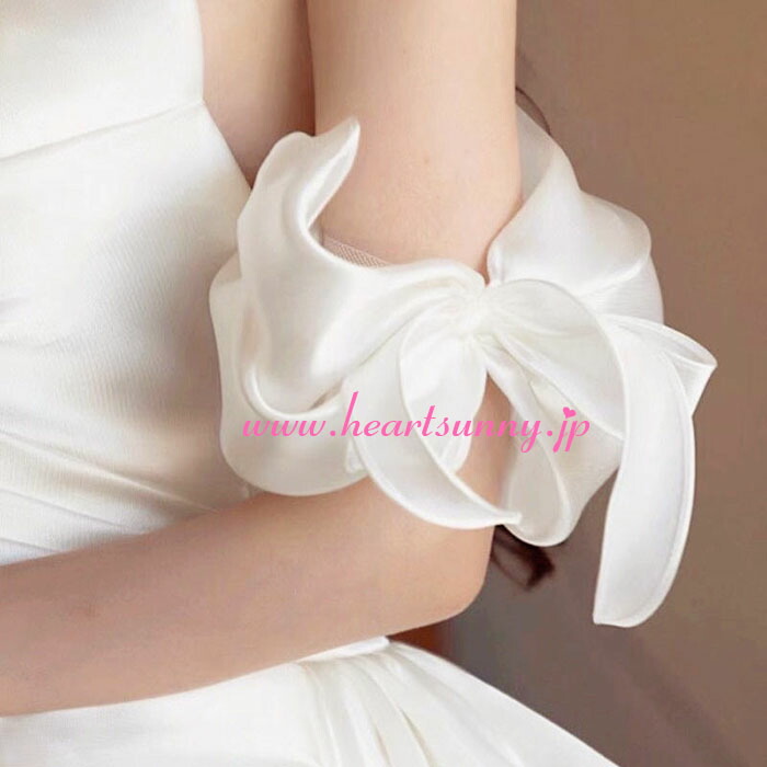 楽天市場】オーガンジー リボン 付け袖 二の腕カバー アームカバー