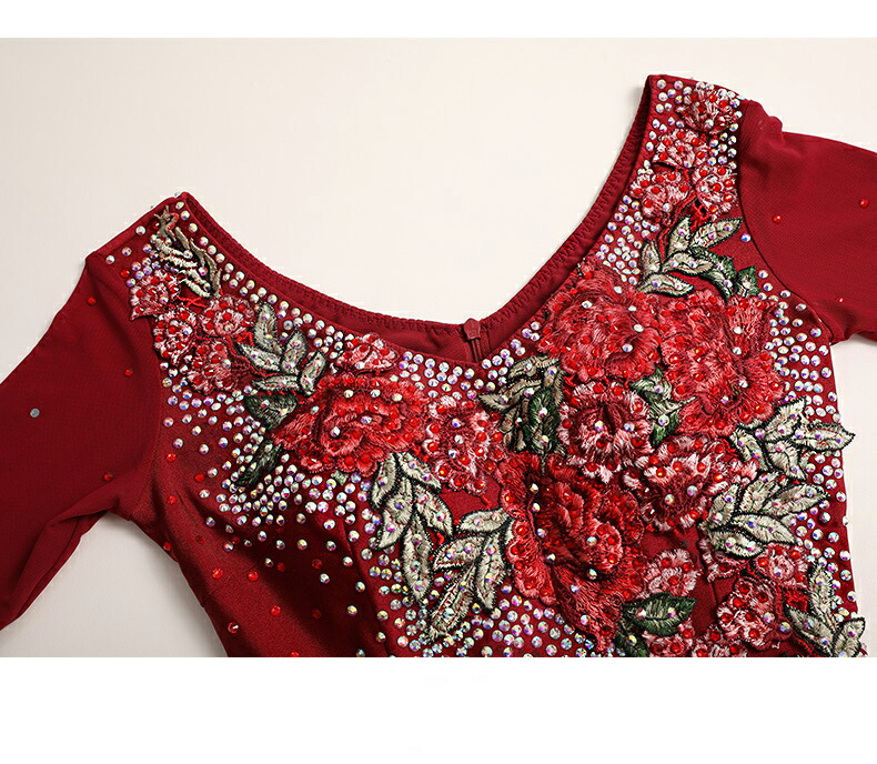 楽天市場】レディース 社交ダンス衣装 刺繍 アップリケ サテンドレス