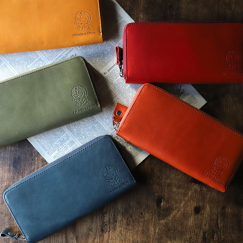 楽天市場】ドラえもん 財布 栃木レザー 姫路レザー ラウンドファスナー