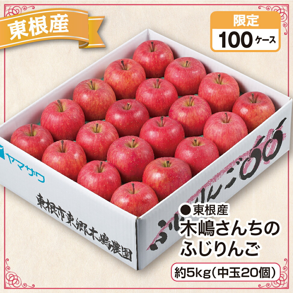 楽天市場】東根産 木嶋さんちのふじりんご 約5kg（中玉20個）産地直送