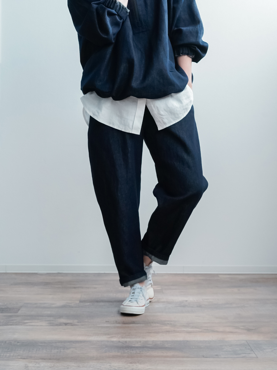 リネンデニム】みんな大好き 一番使いやすいシルエットのデニムパンツ
