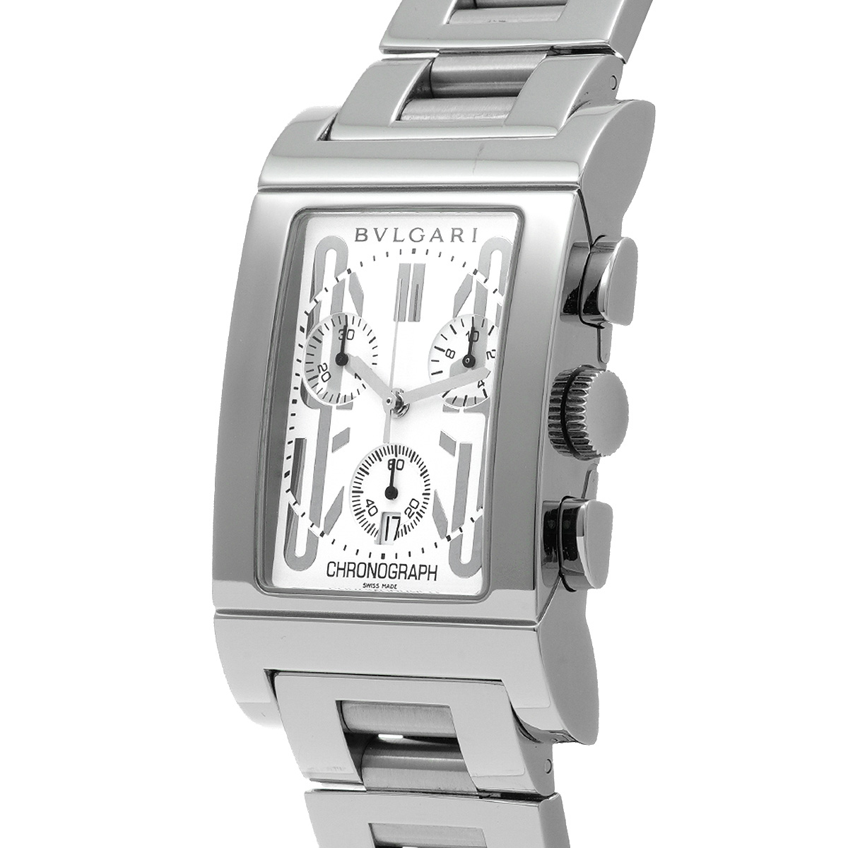 ブルガリ レッタンゴロ クロノグラフ RTC49S ホワイト メンズ 時計