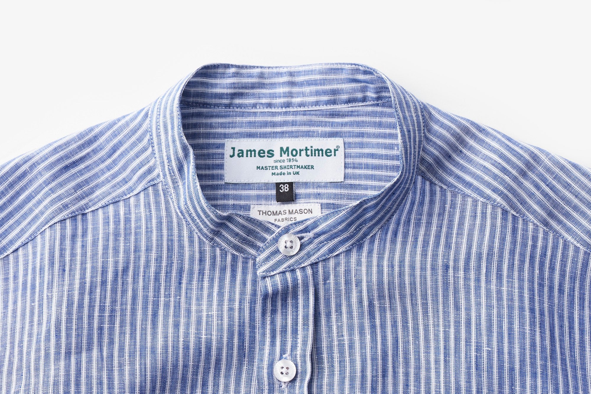 バンドカラーシャツ THOMAS MASON Gold Linen｜James Mortimer
