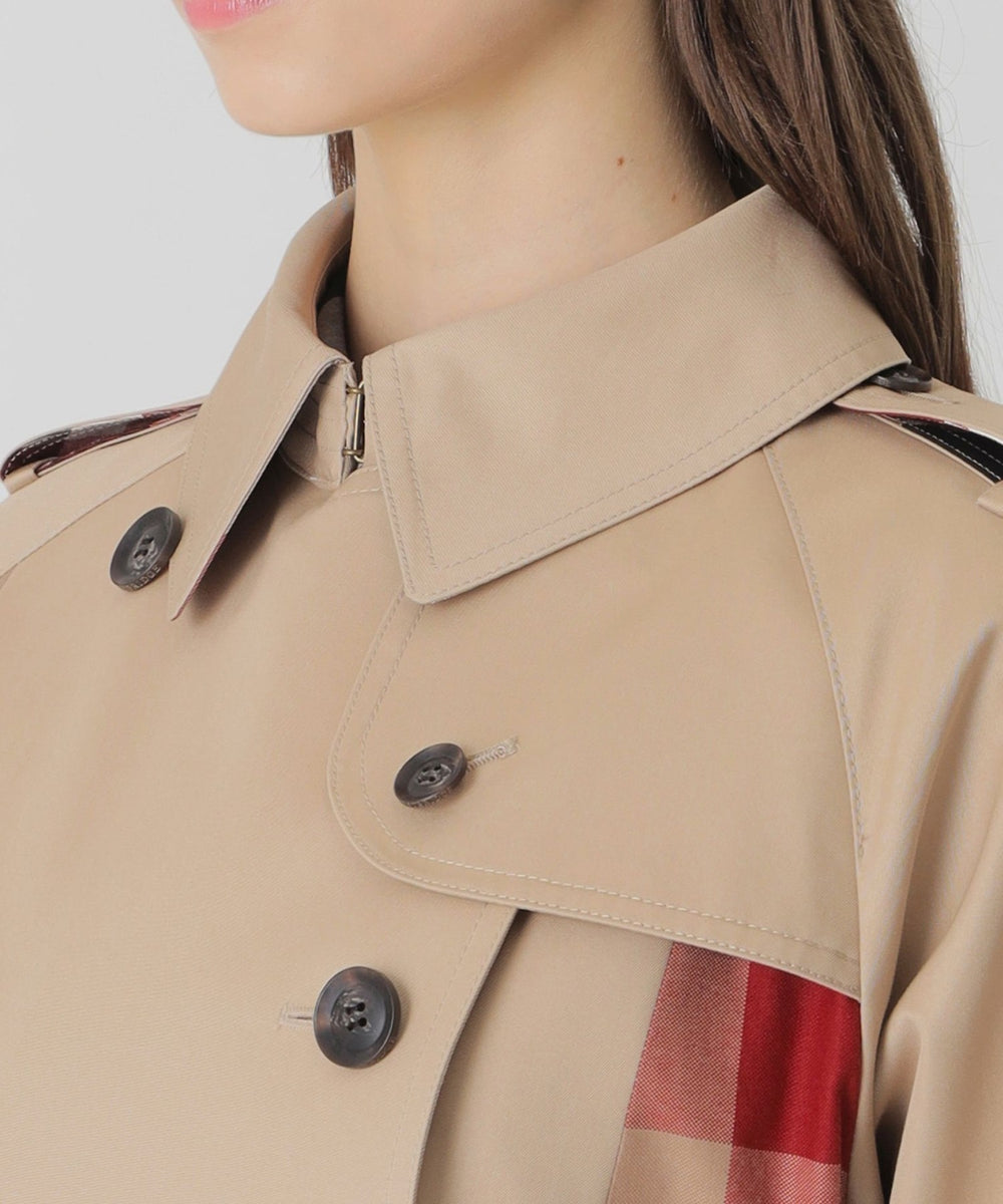 10th ANNIVERSARY】ライトギャバジンパーシャルチェックトレンチコート