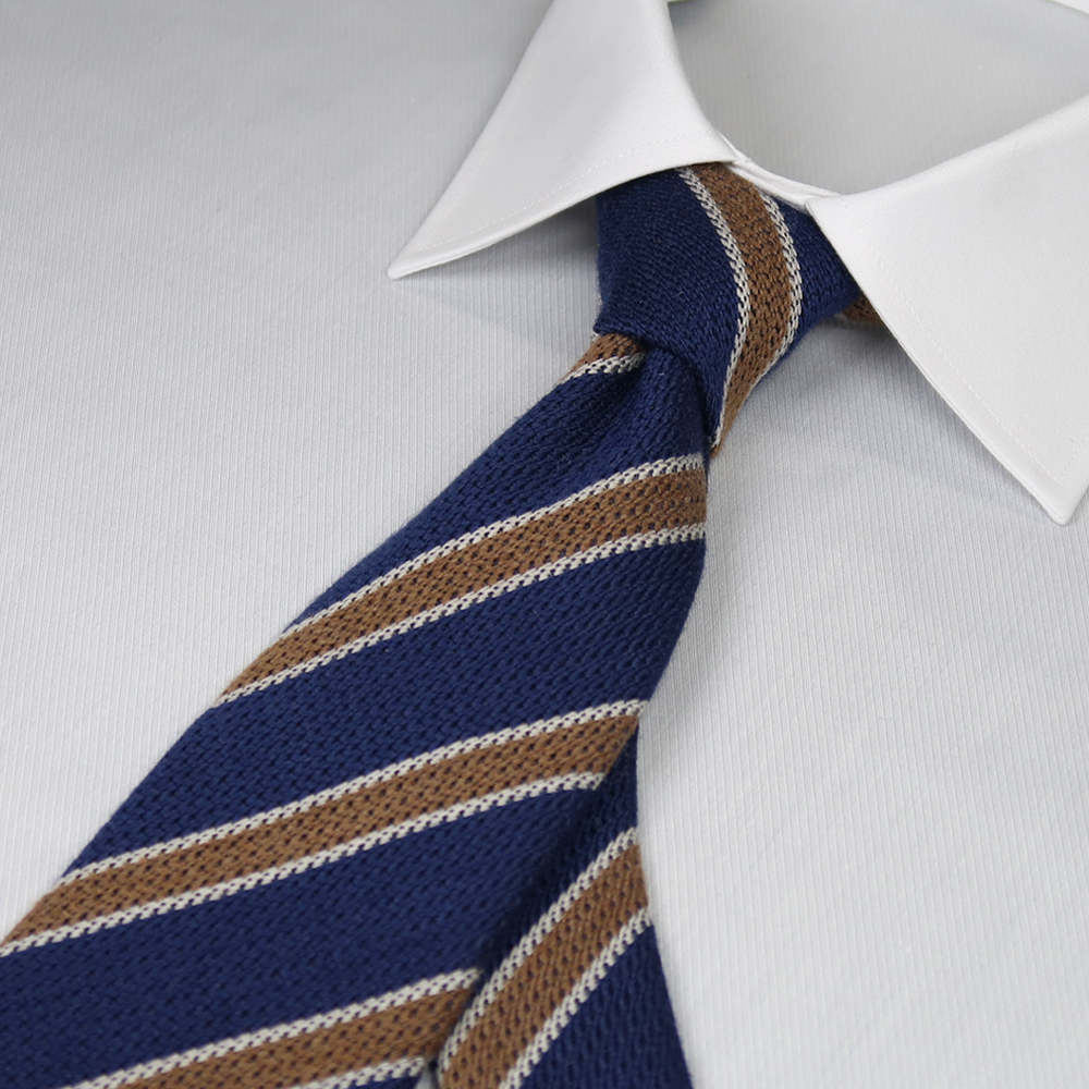 オリジナル ネクタイ レジメンタルネイビー×ブラウン | オーダースーツ