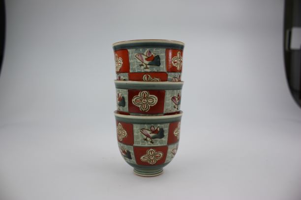 茶道具・古道具・茶事・待合・寄付・京焼・汲出・色絵汲出碗三個・俊山