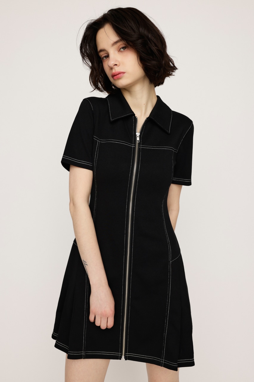 SLY | FRONT ZIP SIDE PLEATS ショートワンピース (ワンピース(ミニ