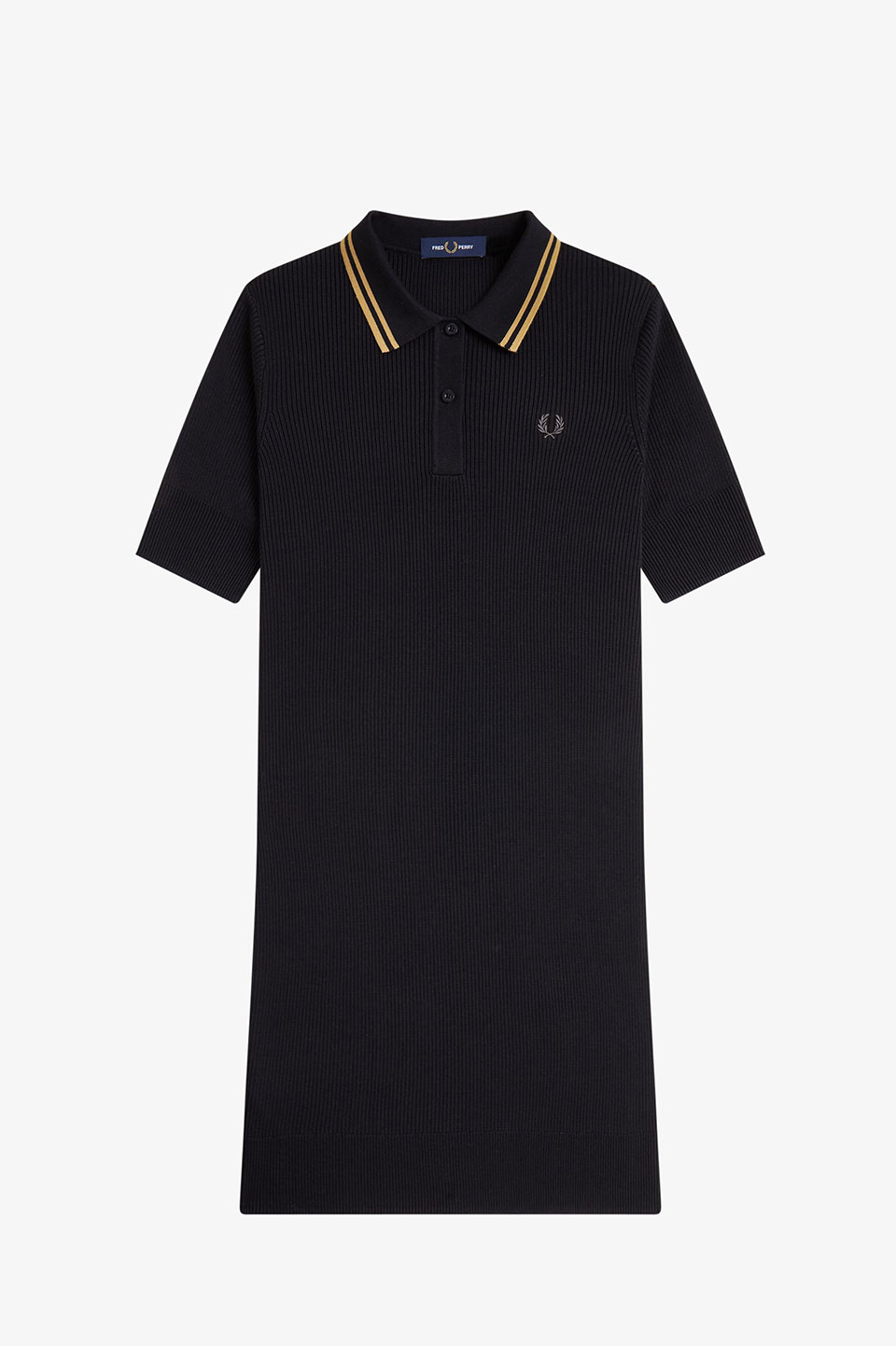Ribbed Knitted Shirt Dress(8 102：BLACK): | FRED PERRY JAPAN