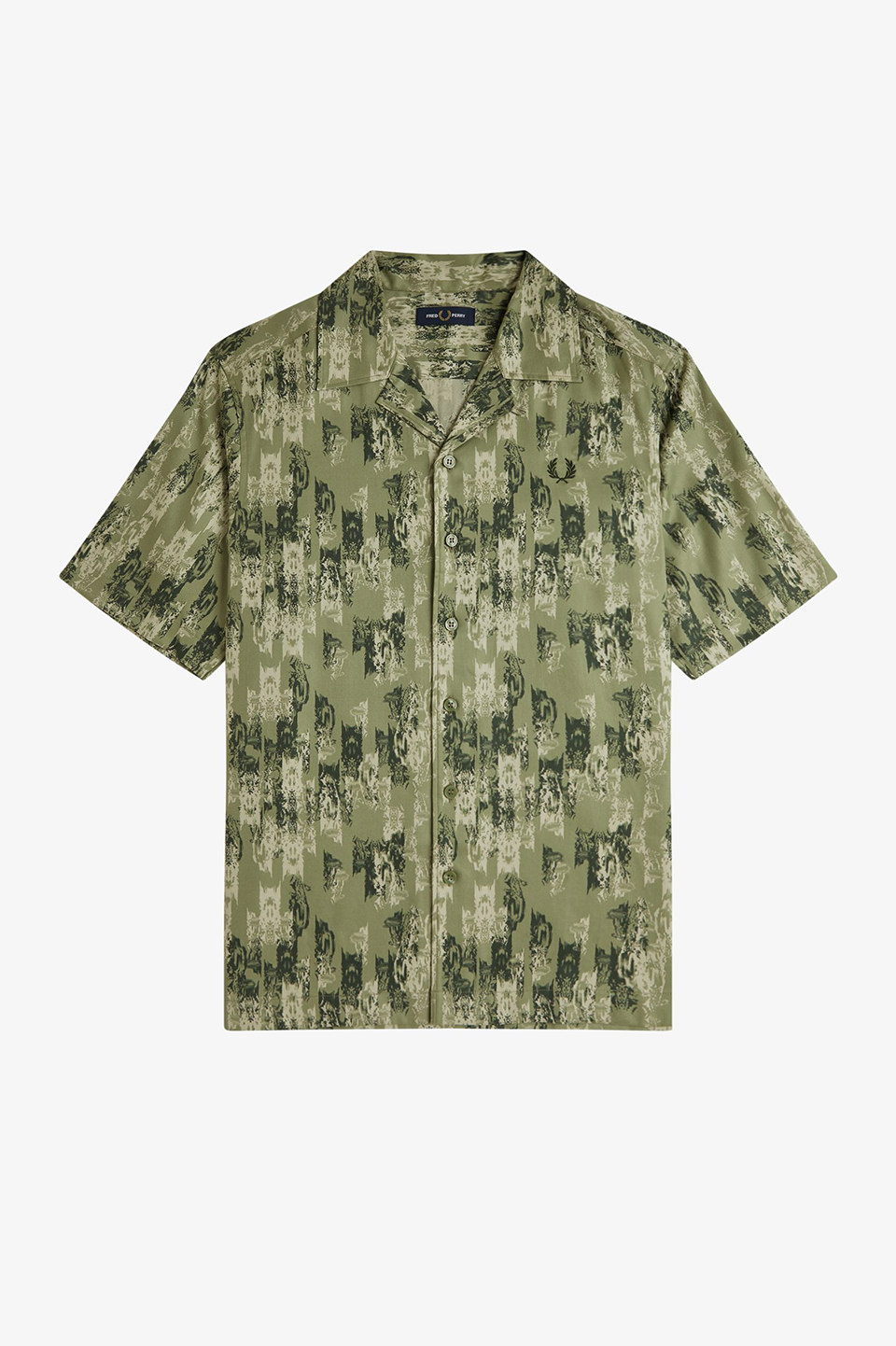 Abstract Print Revere Collar Shirt(M X88：OLIVE MINT): | FRED