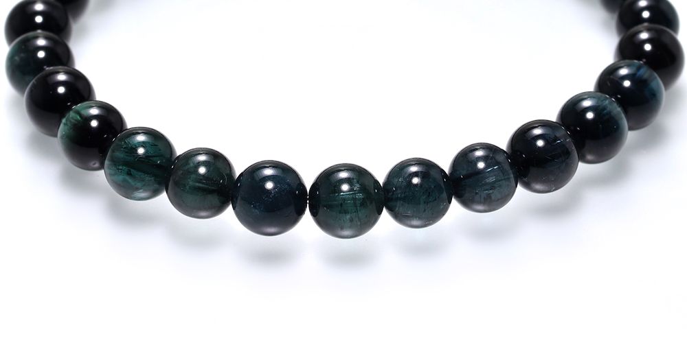 希少カラー/高品質+]ブラックブルートルマリンブレスレット（約7mm玉