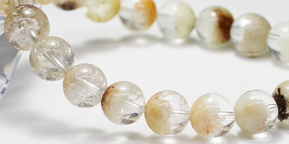 高品質]ホワイトガーデンクォーツブレスレット/ガーデン水晶（約9mm玉