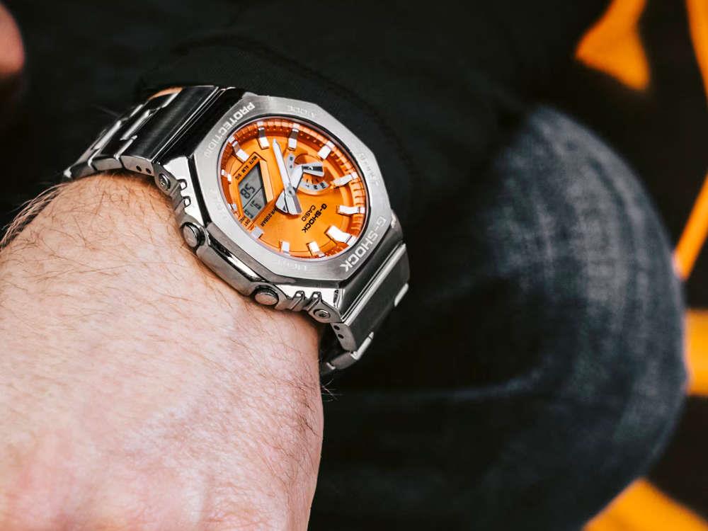 G-SHOCK Casio G-Steel Quartz Watch, Orange, 49.3mm × 44.4mm, GM