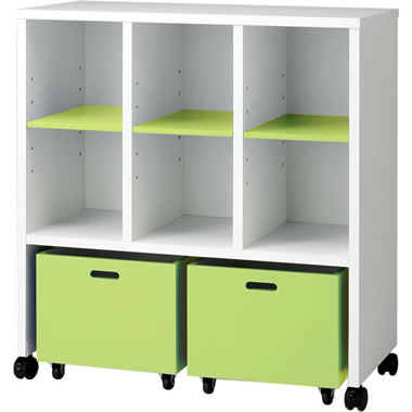 YPM-709WGW ポピア 保育施設用収納棚 引出付オープン ホワイト